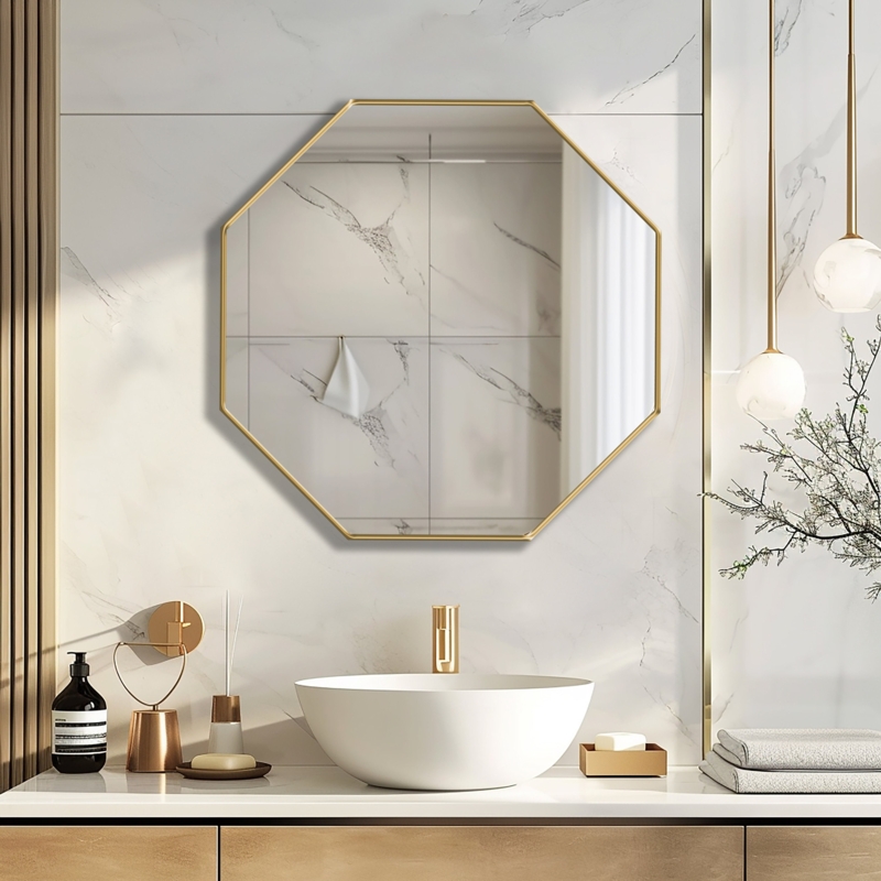 Wall Mirror Floor Leaning Frameless Beveled Edge Japandi Style