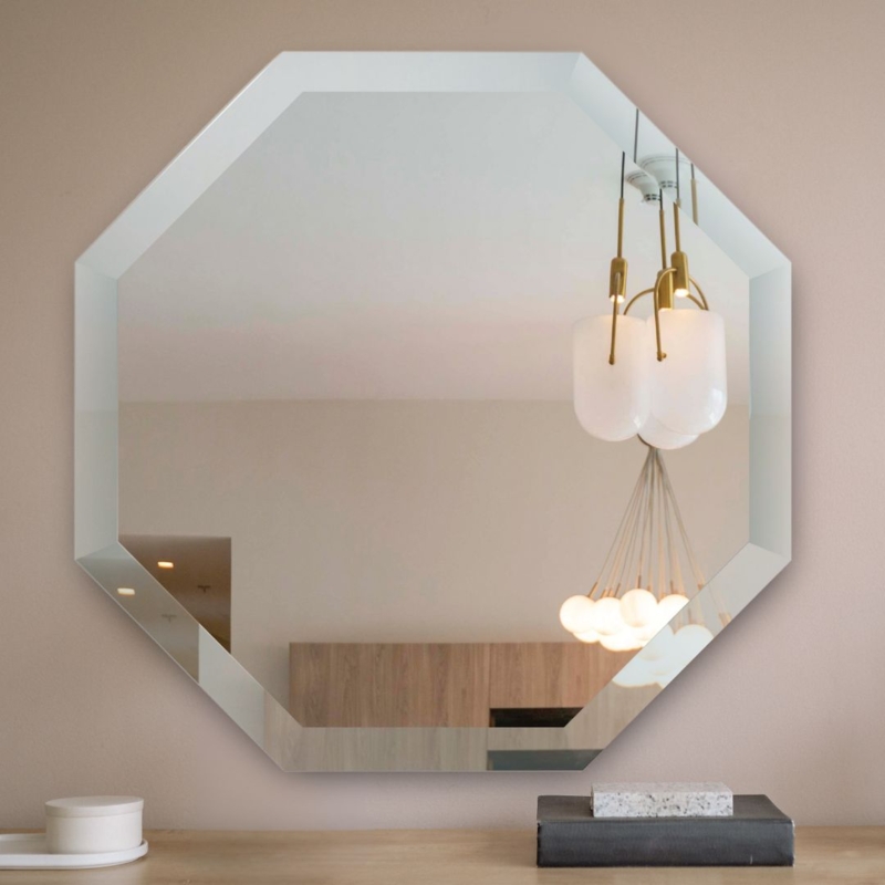 Wall Mirror Frameless Beveled Edge Glass Vanity Decor Ideas