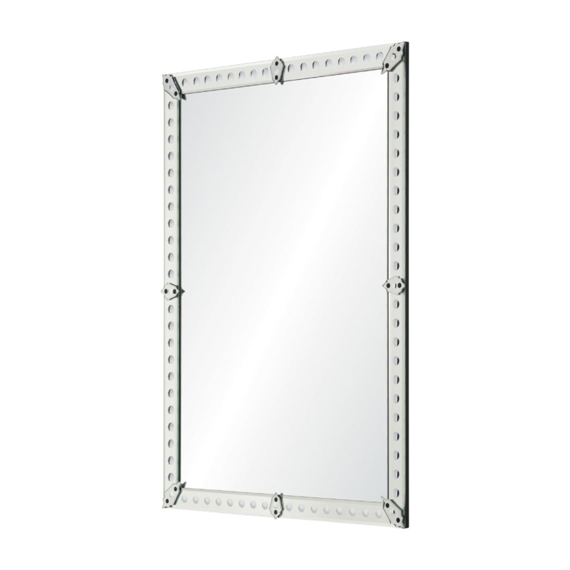 Wall Mirror: Hollywood Regency Layered Construction with Glass Studs