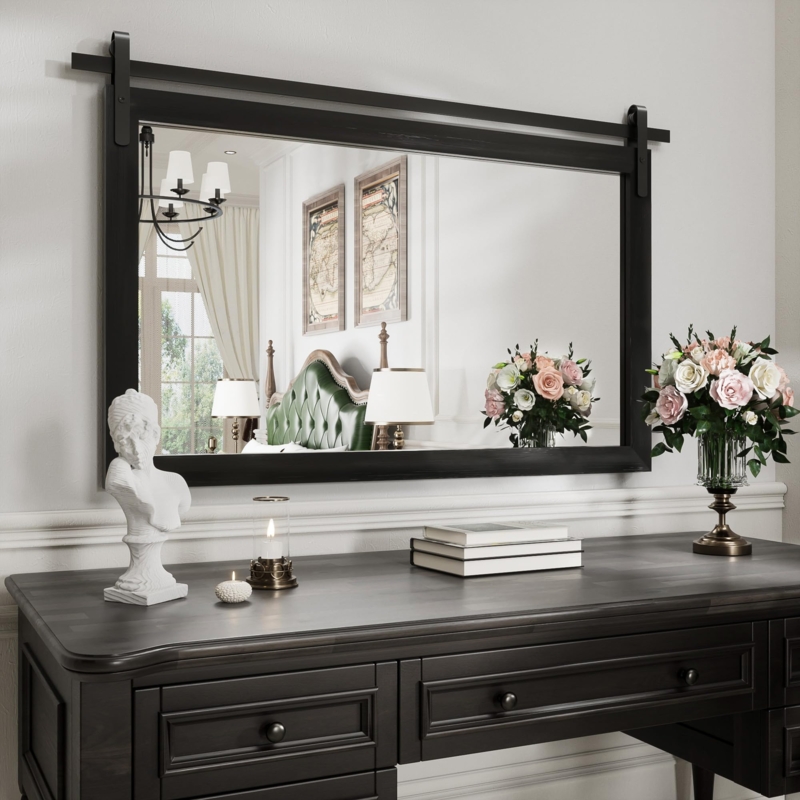 Wall Mirror Horizontal Black Barn Door Hardware Accents