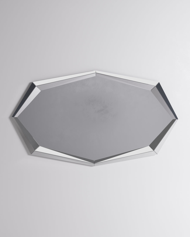 Wall Mirror Horizontal Faceted Frame Modern Luxury Polished Finish