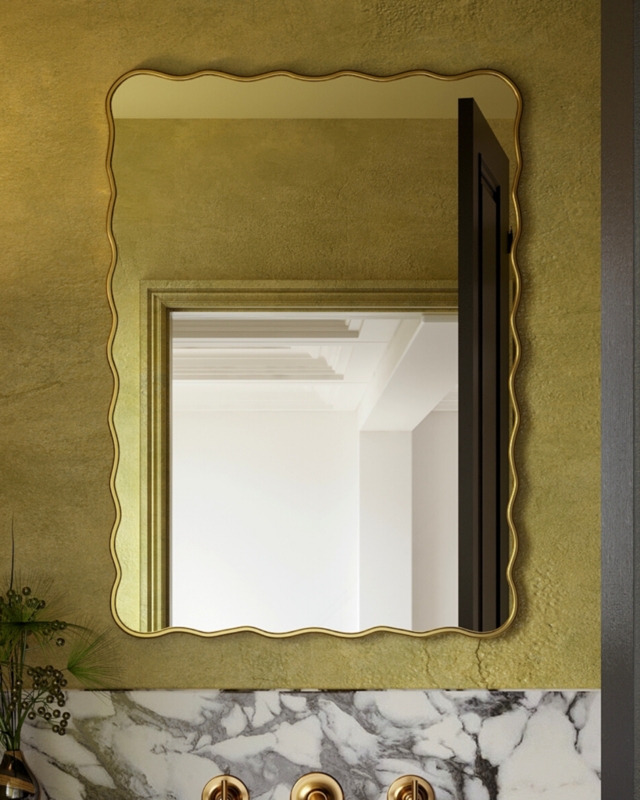 Wall Mirror Irregular Shape Organic Modern Slim Frame Minimalist Decor