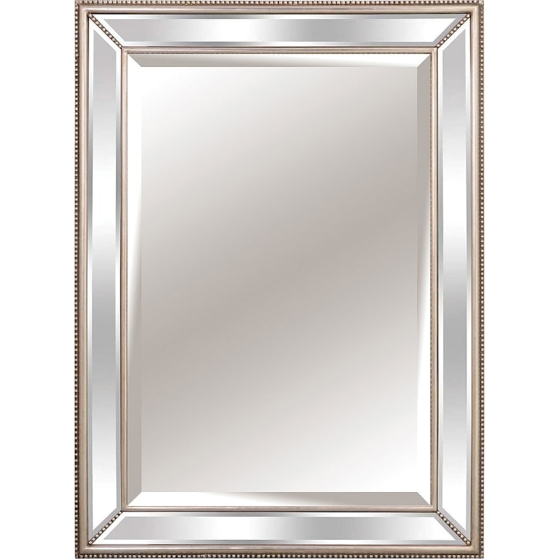 Wall Mirror Large Rectangular Beaded Trim Traditional