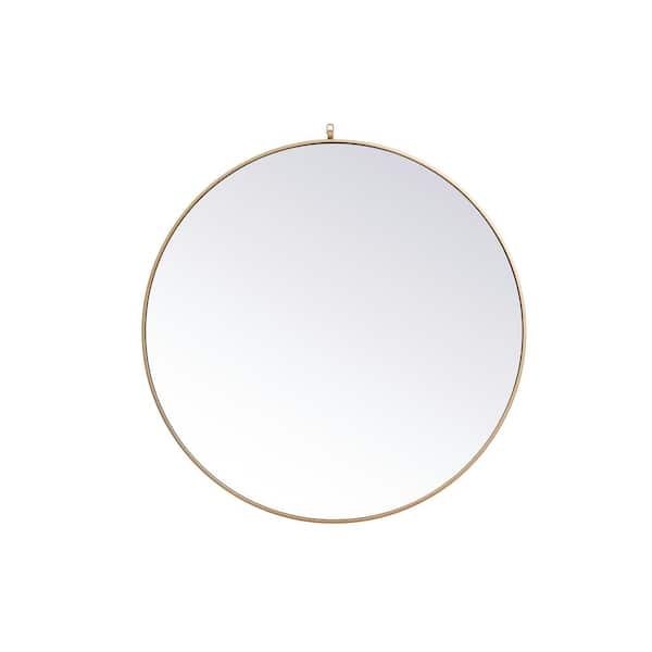 Wall Mirror Large Round Ultra Thin Brass Frame Minimalist