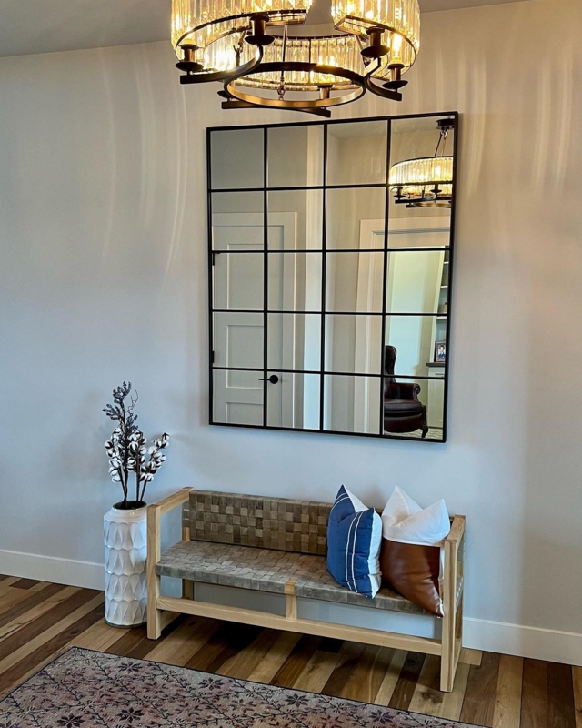 Wall Mirror Large Scale Mirror Window Pane Grid Leaning Style