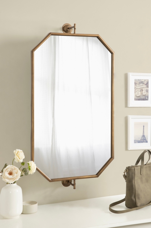Wall Mirror Matte Black Pivot Mount Adjustable Bathroom Decor