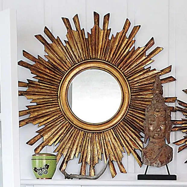 Wall Mirror Matte Metallic Finish Radiating Rays farmhouse decor