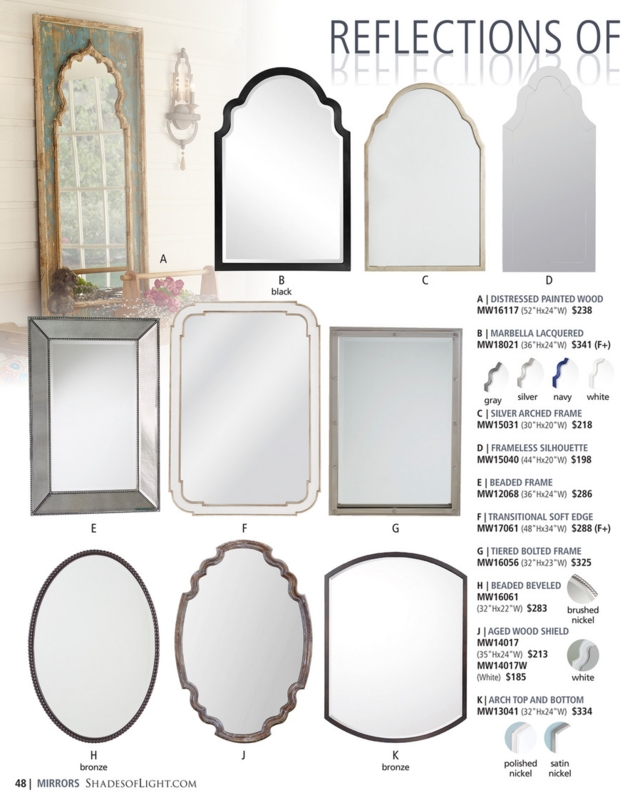 Wall Mirror minimalist shield shape with thin black frame.