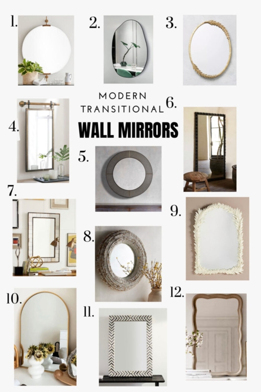 Wall Mirror Modern Farmhouse Arched Black Windowpane Grid Framed