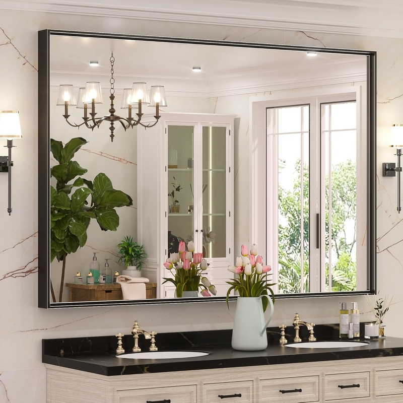 Wall Mirror Modern Farmhouse Slim Matte Black Large Leaning Style
