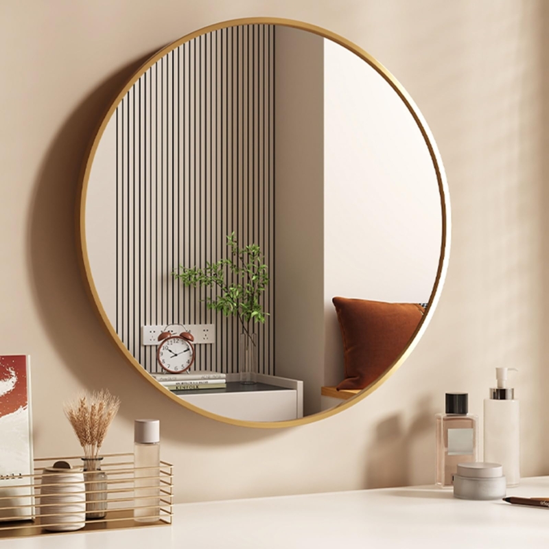 Wall Mirror: Modern Round Slender Gold Frame Minimalist