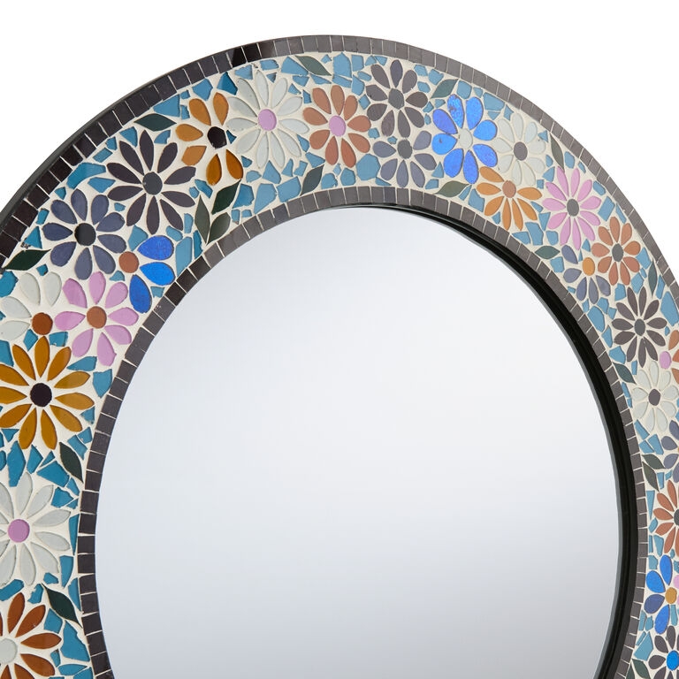 Wall Mirror: Multicolor Floral Design, Eclectic Floral Wall Mirror.