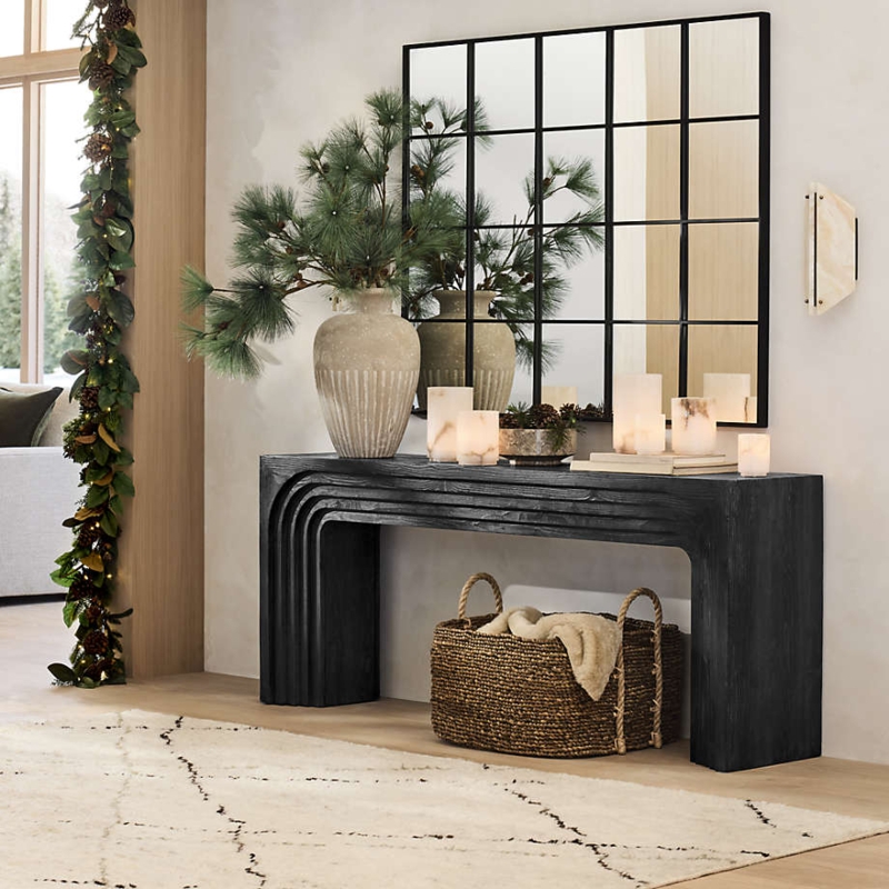 Wall Mirror Nine Panels Rectangular Shape Window Pane Grid Transitional