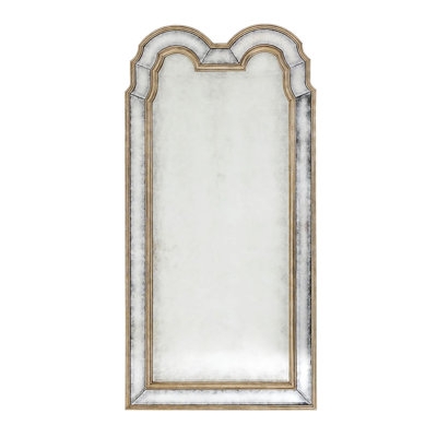 Wall Mirror Ornate Carving Champagne Finish Wide Border Traditional Glam