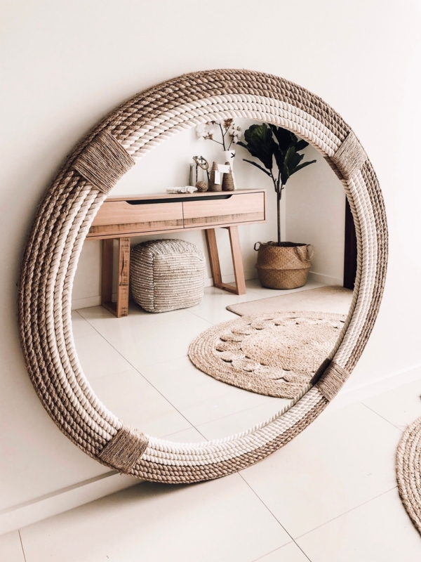 Wall Mirror Oversized Round Natural Rope Hampton Coastal Decor