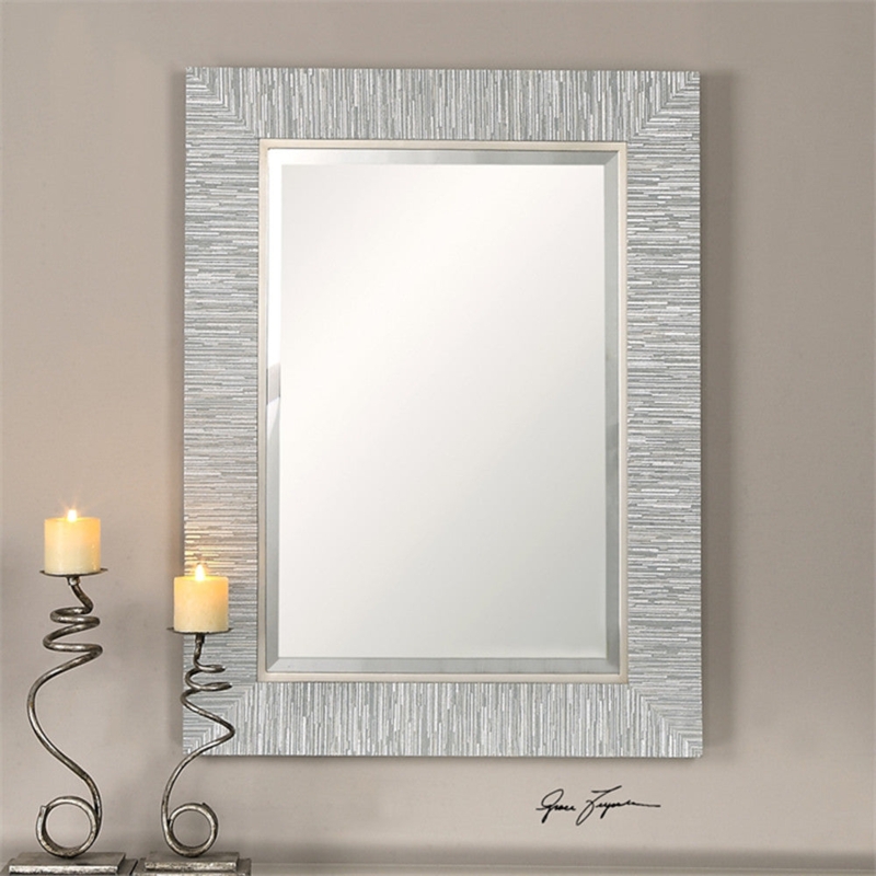 Wall Mirror Oversized Striped Texture Blue Gray