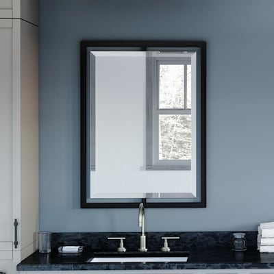 Wall Mirror pair of arched frames in matte black finish.