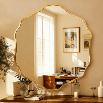 Wall Mirror Pointed Arched Top Moroccan Style Slim Frame Ornate Decor
