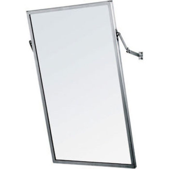 Wall Mirror Polished Metal Frame Pivoting Hinges Industrial Tilt