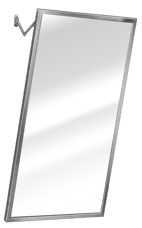 Wall Mirror Polished Silver Side Pivots Adjustable Tilt Bathroom