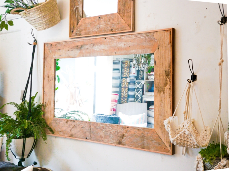 Wall Mirror Reclaimed Wood Planks Weathered Farmhouse Mantel Styling