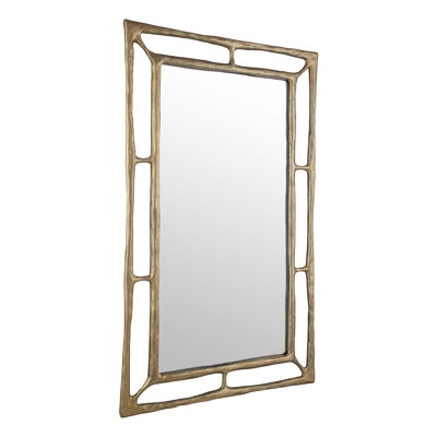 Wall Mirror: Rectangular Antique Gold Cast Metal Texture