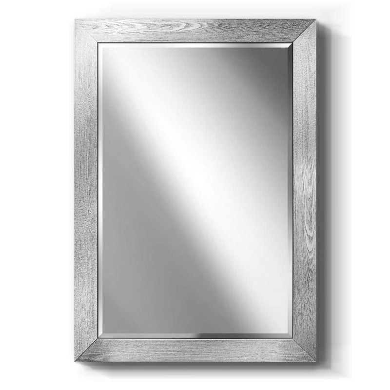Wall Mirror Rectangular Beveled Edge Wood Frame