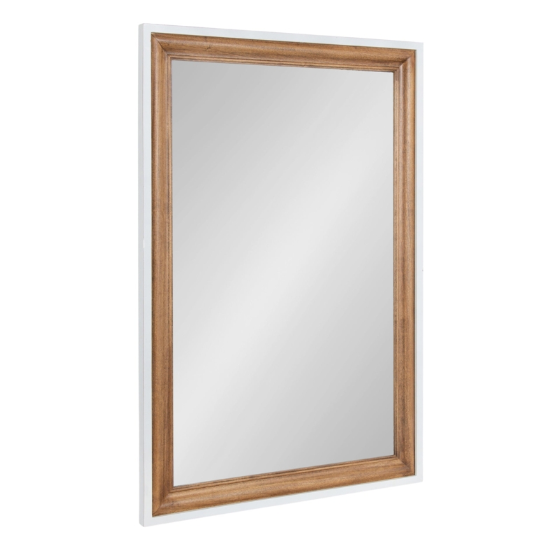 Wall Mirror Rectangular Beveled Inner Edge Rustic Brown Two-Tone