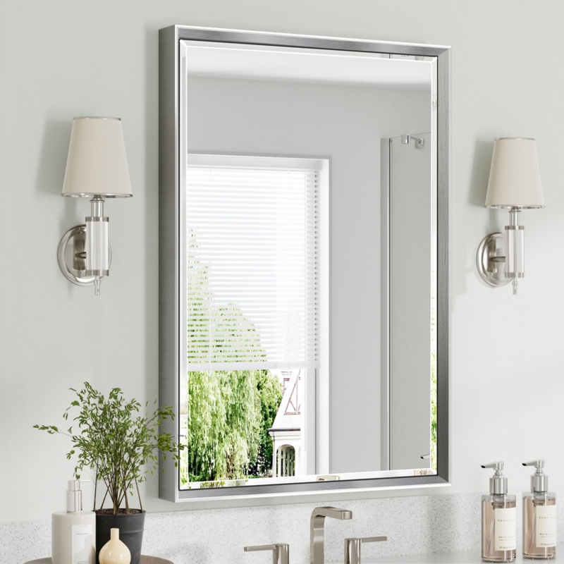 Wall Mirror Rectangular Rounded Corners Vanity Decor