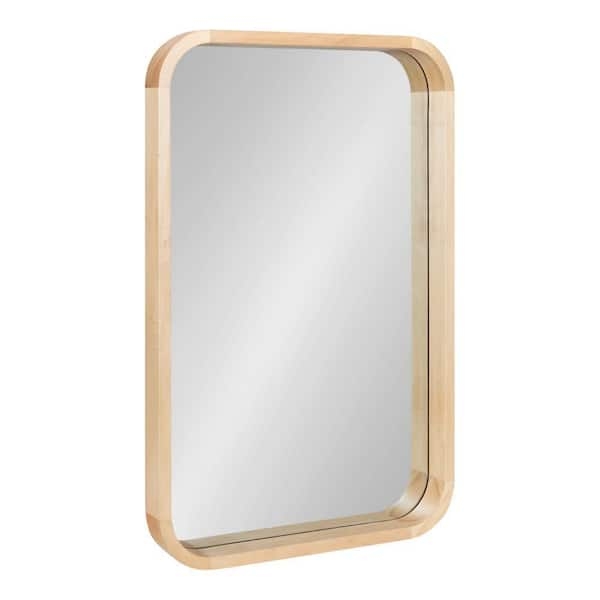Wall Mirror Rectangular Silhouette natural wood frame minimalist entryway.