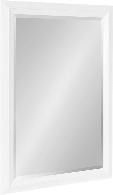 Wall Mirror Rectangular White Molded Frame Beveled Edge Coastal