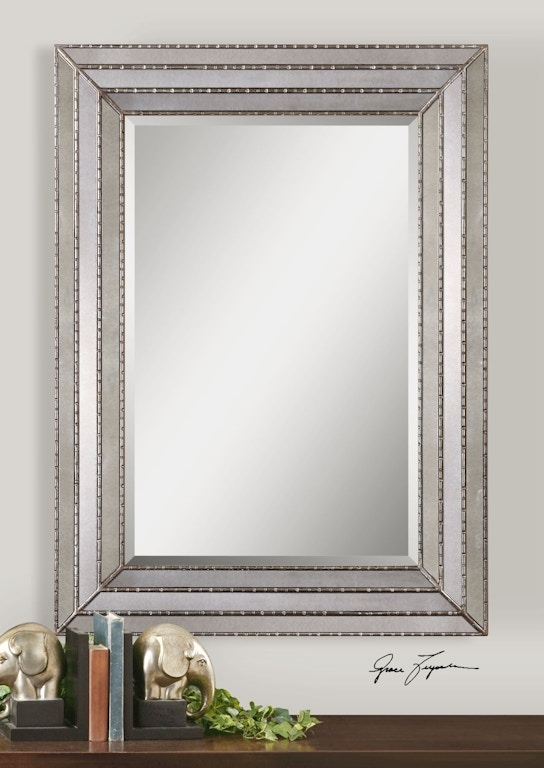 Wall Mirror Rectangular Wide Textured Frame