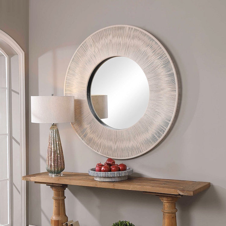 Wall Mirror: Rectangular with Whitewashed Coastal Rope Weave Frame