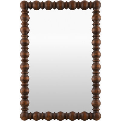 Wall Mirror Round Deep Frame Wood Grain Shadowbox Style