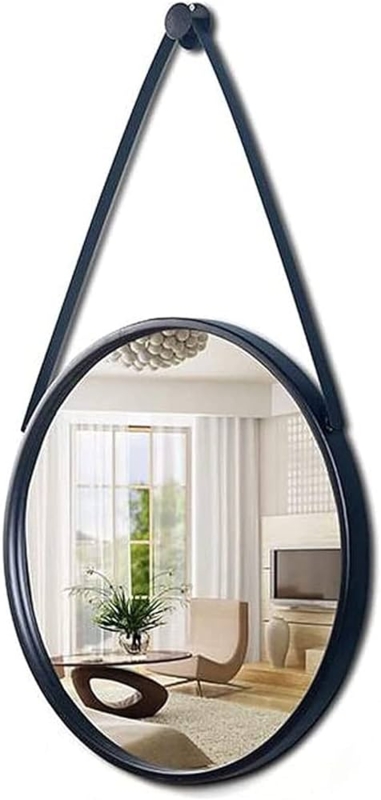 Wall Mirror Round Metal Frame Rope Hanging Strap Modern Farmhouse