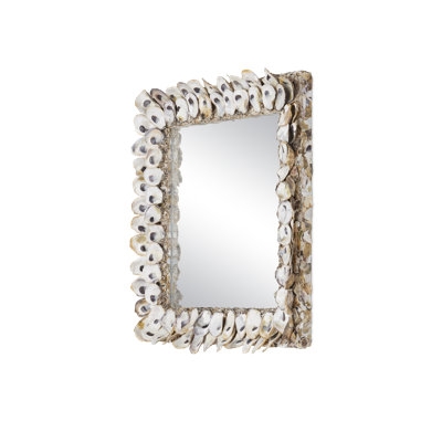Wall Mirror Round Oyster Shell Frame Organic Texture Coastal Decor