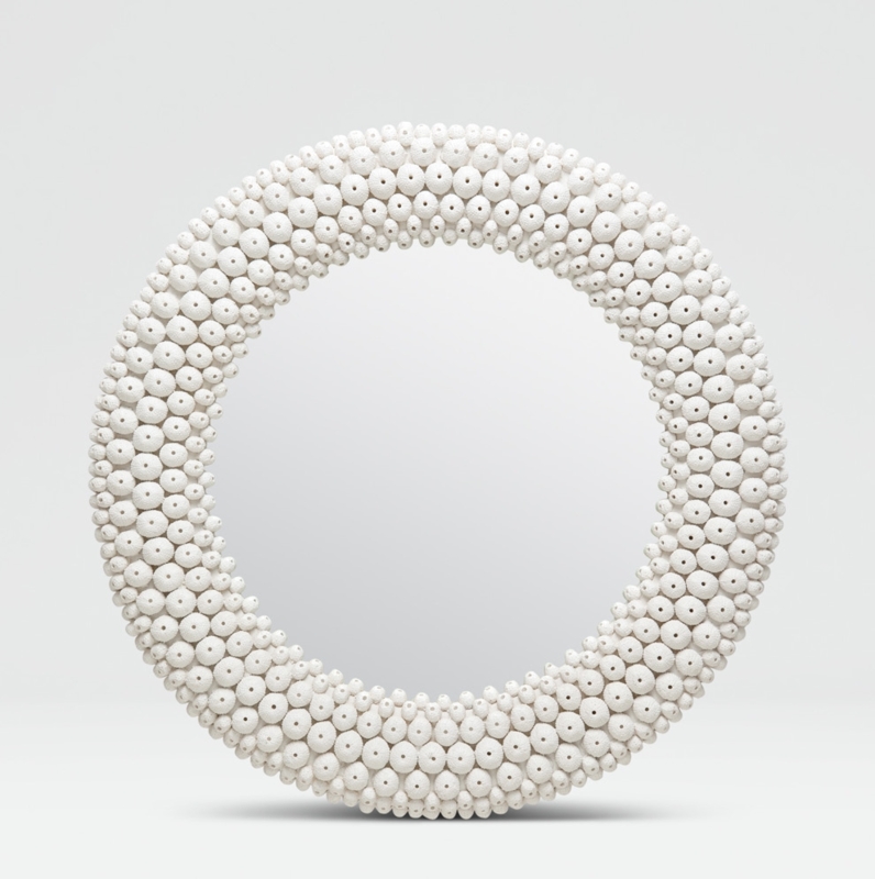 Wall Mirror, Round, Sea Urchin Texture, High Relief Radial Frame