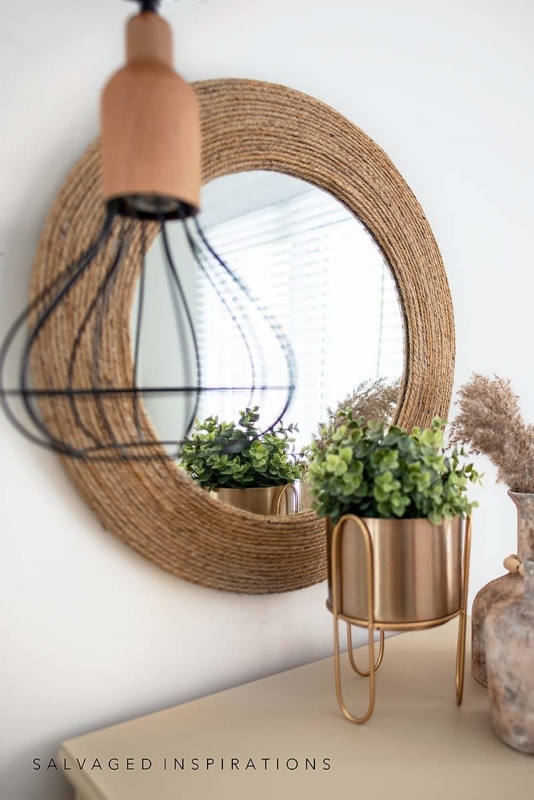 Wall Mirror Round Thick Textured Rope Frame Nautical Coastal
