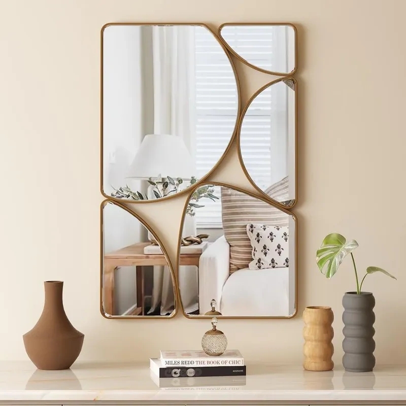 Wall Mirror Rounded Corners Rectangular Thin Frame Modern Entryway