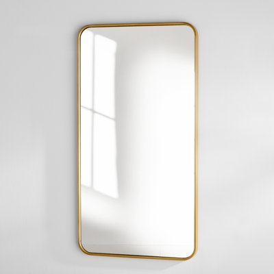 Wall Mirror Rounded Rectangle Slim Frame Entryway Decor