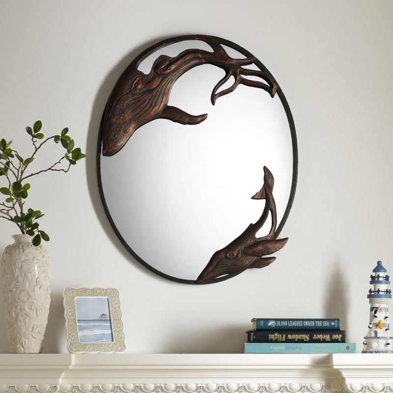Wall Mirror: Rustic Whale Shape with Layered Reclaimed Wood Frame