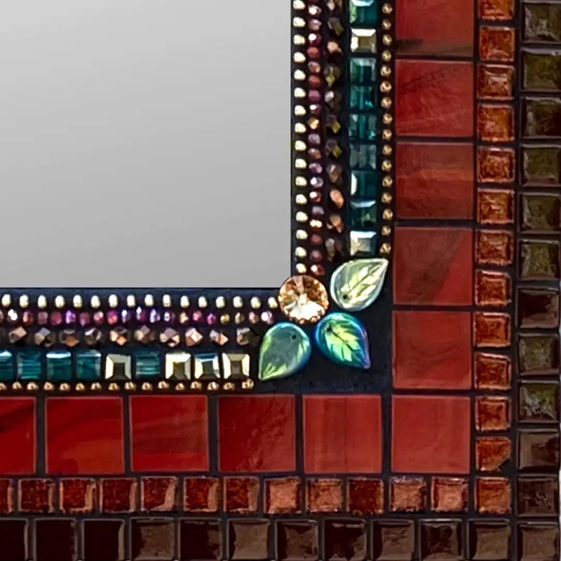 Wall Mirror: Sangria Red Palette Contemporary, Handcrafted Sangria Color.