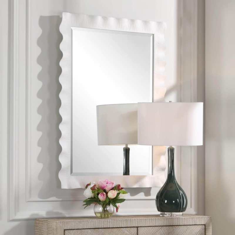 Wall Mirror, Scalloped Frame, Petal Silhouette, Modern Organic