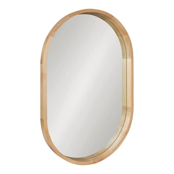 Wall Mirror Scandinavian Oval natural wood finish vertical orientation airy.