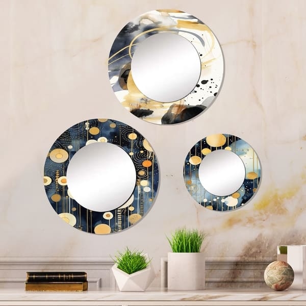 Wall Mirror Set of three with abstract animal graphics.