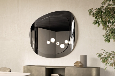 Wall Mirror Set, Organic Pebble Shape Cluster with Metallic Frames