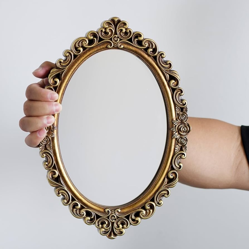 Wall Mirror Small Scale Ornate Filigree Gold Frame Vintage Decor