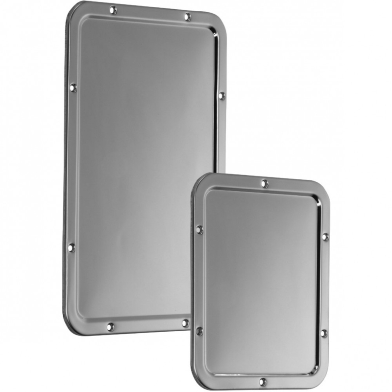 Wall Mirror Square Silhouette, Visible Mounting Holes, Polished