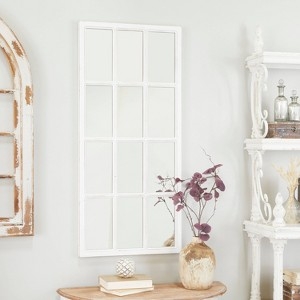Wall Mirror Tall Silhouette White Window Pane Design Grid Overlay