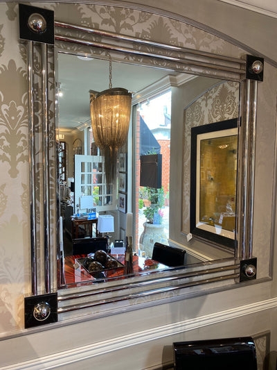 Wall Mirror Thick Frame, Deep Profile Polished Silver Finish